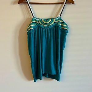 Turquoise Top with Knitted Detail